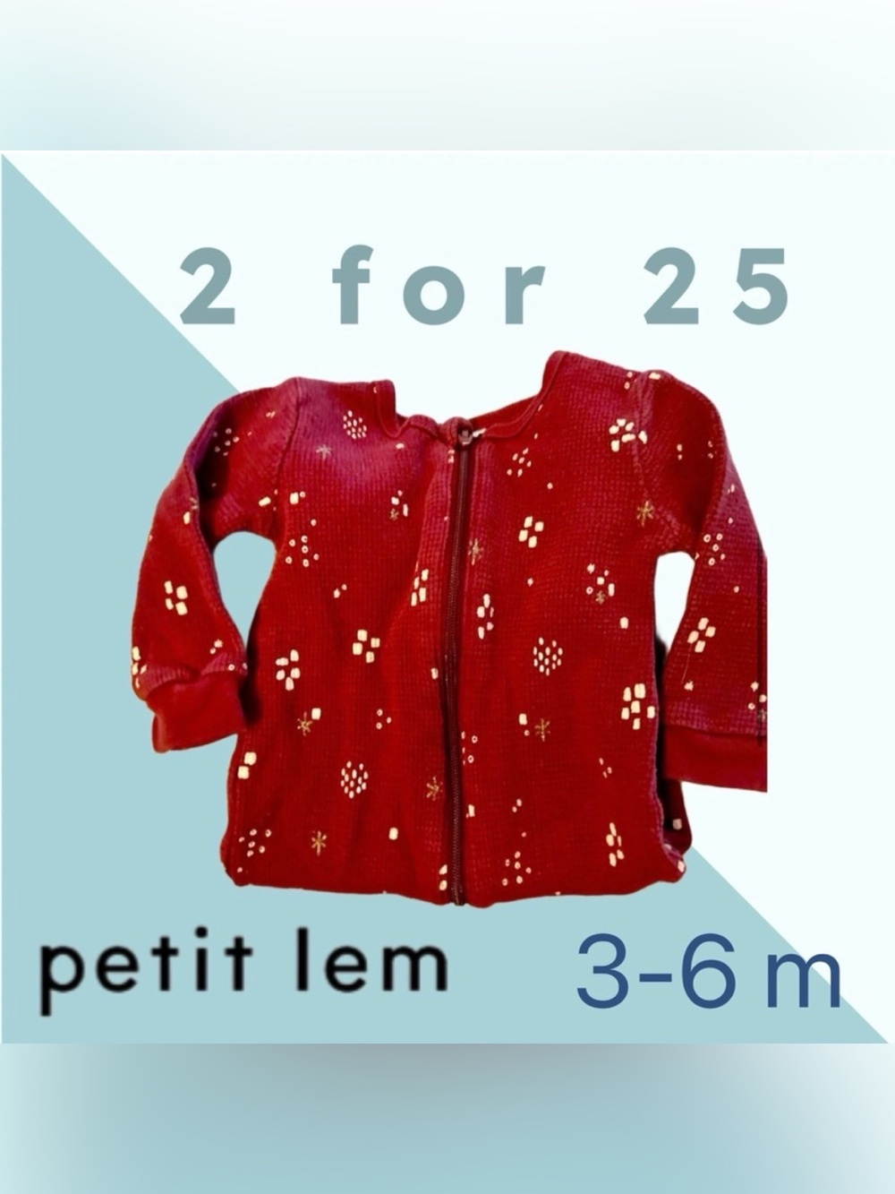 🌙 2/25$ 🇨🇦👍GUC PETIT LEM | 3m | Unisex PJ Sleeper Burgundy